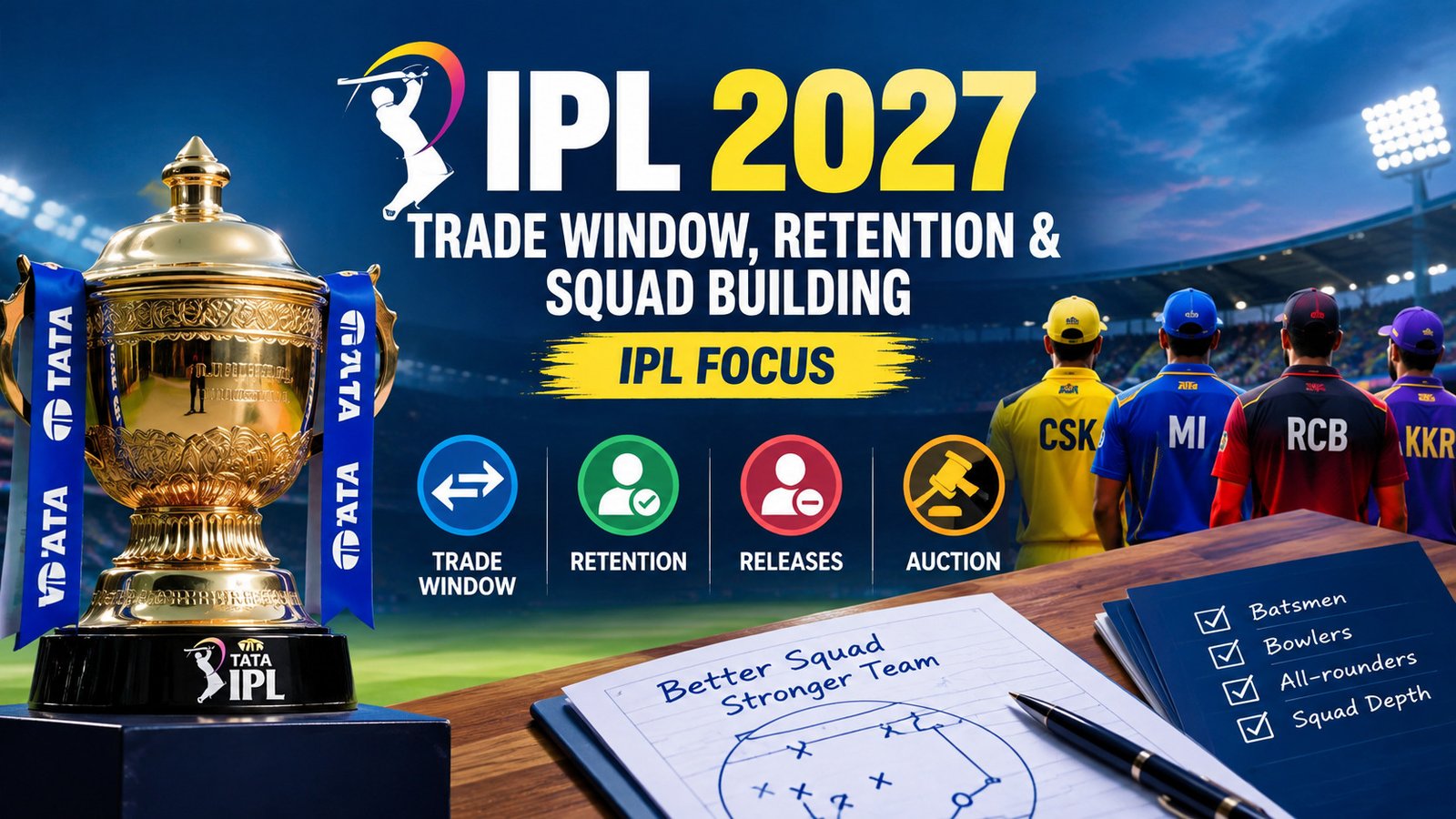 IPL 2027 Trade Window, Squad Building & AuctionIPL 2027 Trade Window, Squad Building & Auction